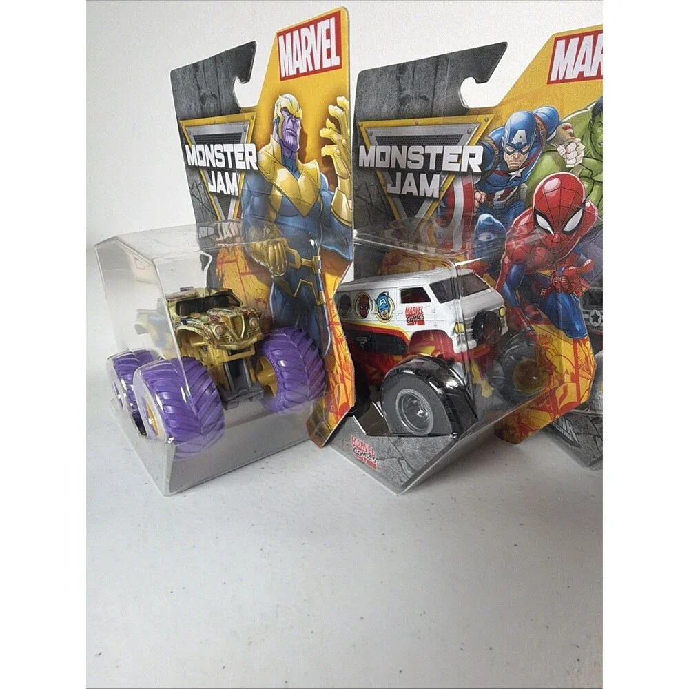 2025 Spin Master Monster Jam Series 5 Set Marvel Comics Thanos War Machine & Cap